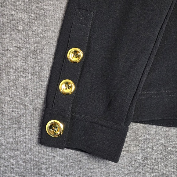 Boston Proper Full Zip Blazer Jacket Black Womens XL Slinky Knit Gold Detail NWT - Picture 10 of 11